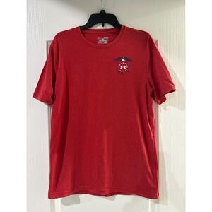 Under Armour Mens Red Home of the Brave Patriotic HeatGear TShirt Small SM Loose